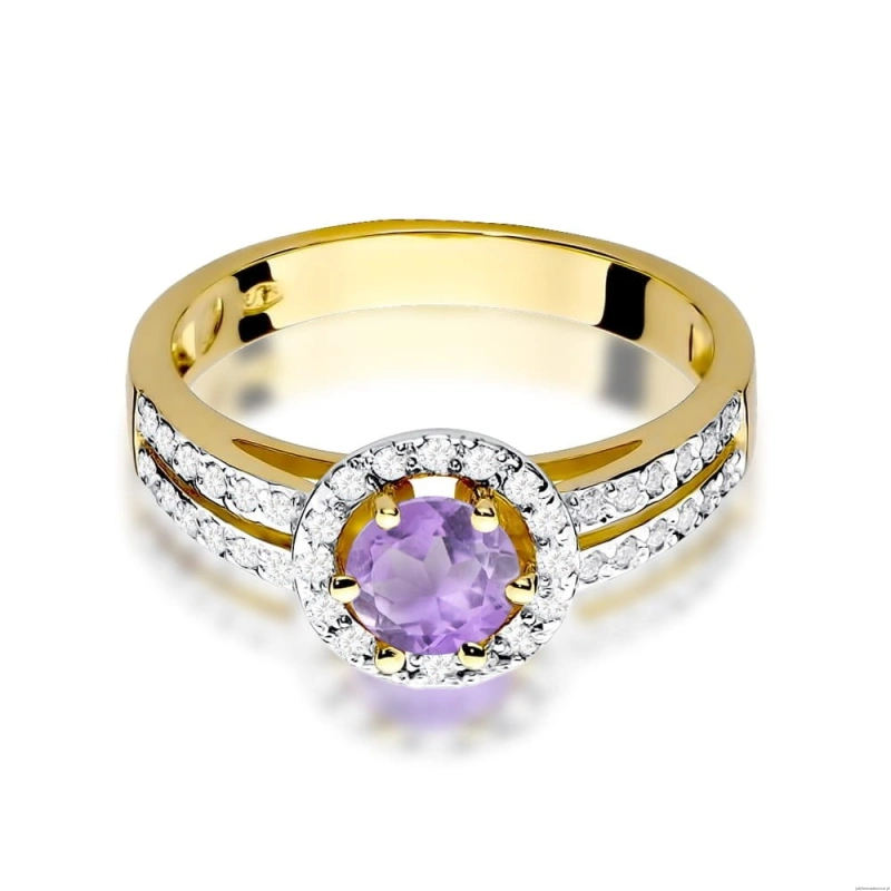 Pierścionek W087 Ametyst 0,50ct żółte złoto
