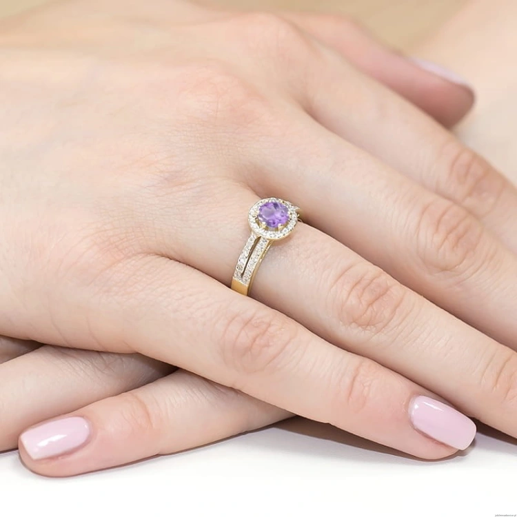 Pierścionek W087 Ametyst 0,50ct żółte złoto