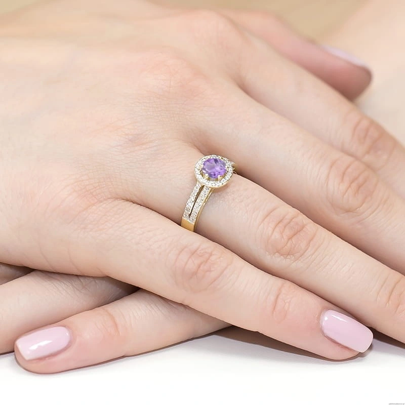 Pierścionek W087 Ametyst 0,50ct żółte złoto