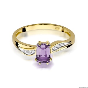 Pierścionek W094 Ametyst 0,50ct żółte złoto