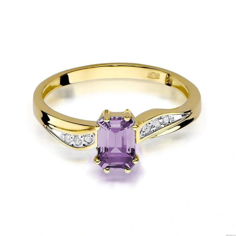 Pierścionek W094 Ametyst 0,50ct żółte złoto