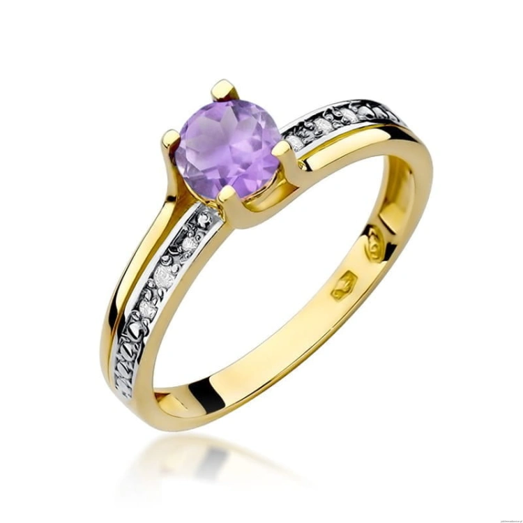 Pierścionek W106 Ametyst 0,50ct żółte złoto