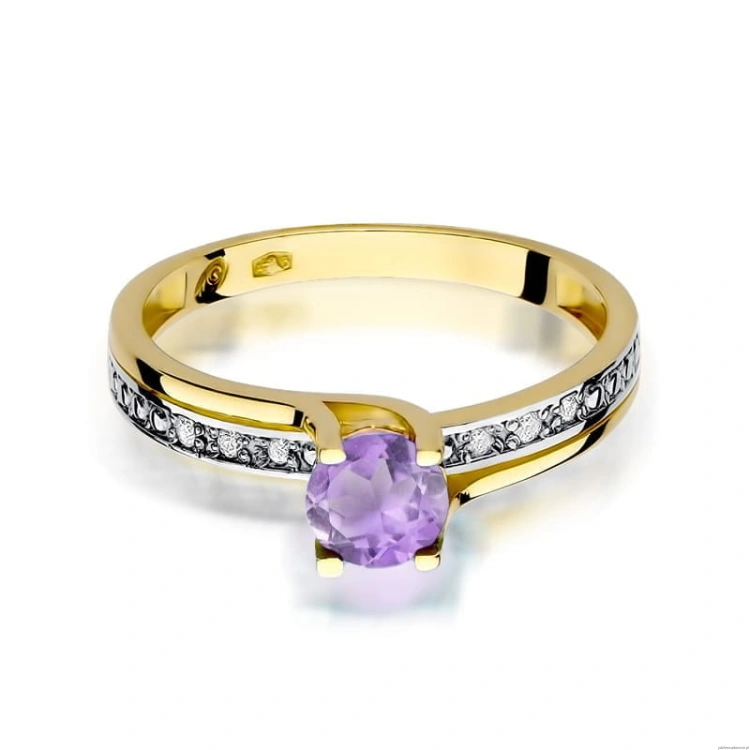 Pierścionek W106 Ametyst 0,50ct żółte złoto