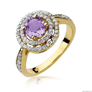 Pierścionek W274 Ametyst 0,90ct żółte złoto