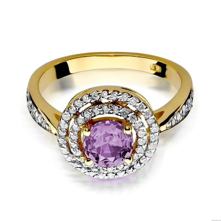 Pierścionek W274 Ametyst 0,90ct żółte złoto