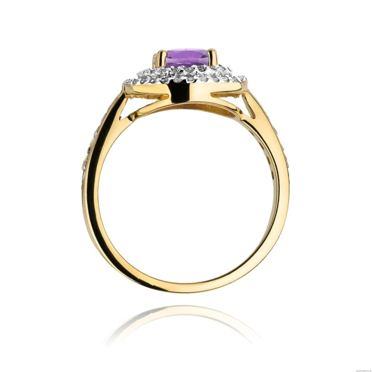 Pierścionek W274 Ametyst 0,90ct żółte złoto