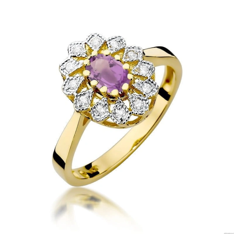 Pierścionek W354 Ametyst 0,40ct żółte złoto