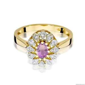 Pierścionek W354 Ametyst 0,40ct żółte złoto