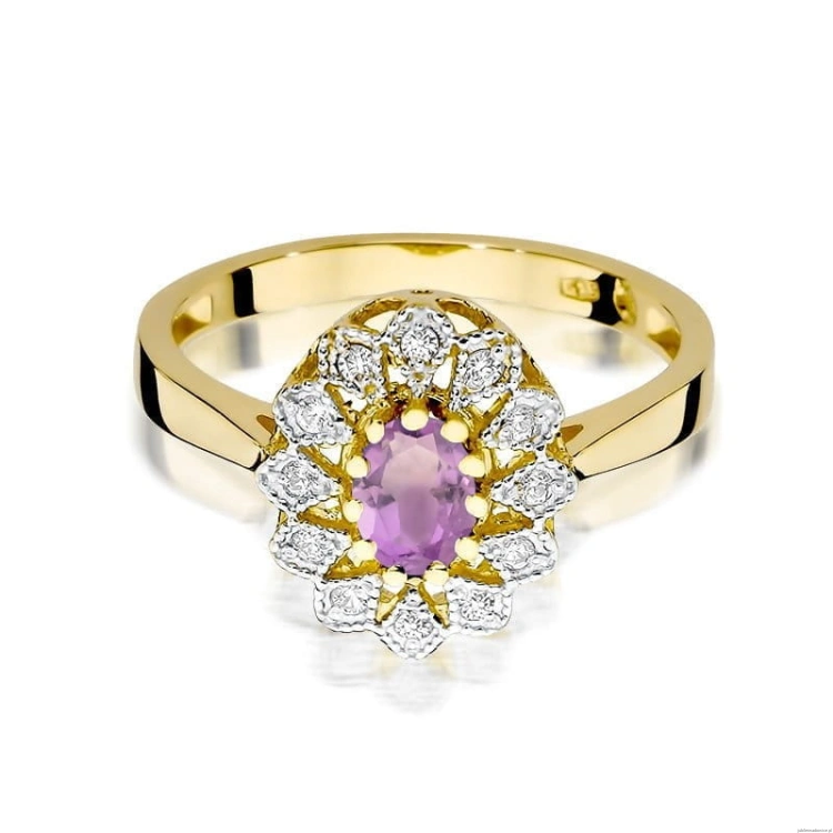 Pierścionek W354 Ametyst 0,40ct żółte złoto