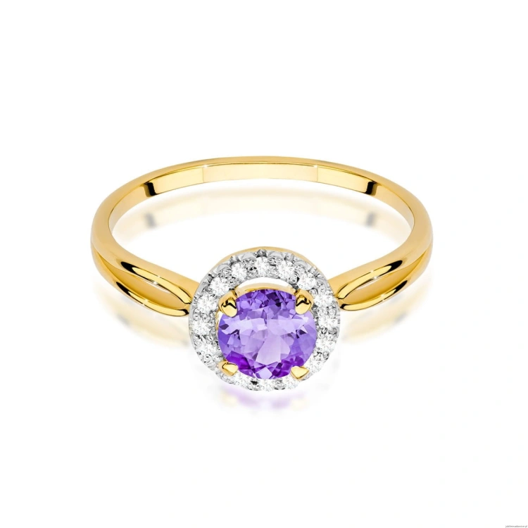 Pierścionek W538 Ametyst 0,90ct żółte złoto