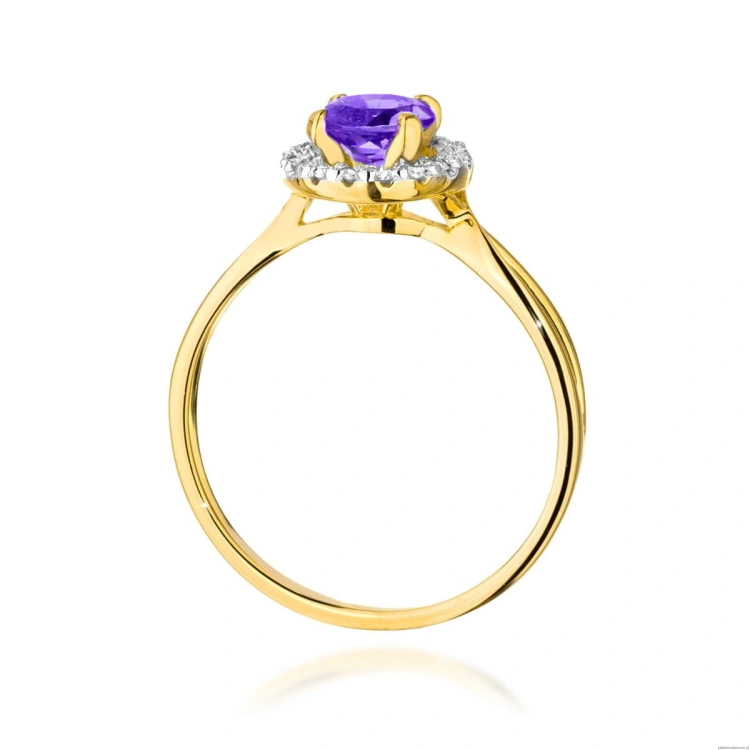 Pierścionek W538 Ametyst 0,90ct żółte złoto