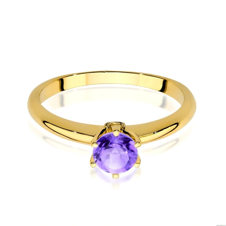 Pierścionek W557 Ametyst 0,50ct żółte złoto
