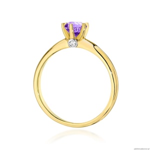 Pierścionek W557 Ametyst 0,50ct żółte złoto