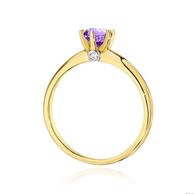 Pierścionek W557 Ametyst 0,50ct żółte złoto