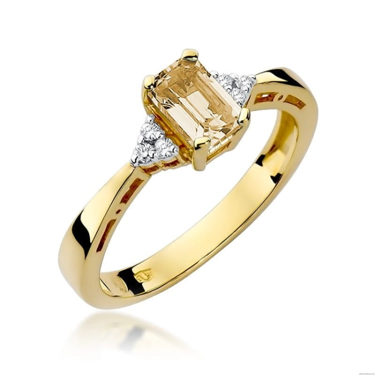 Pierścionek W002 Cytryn 0,60ct żółte złoto