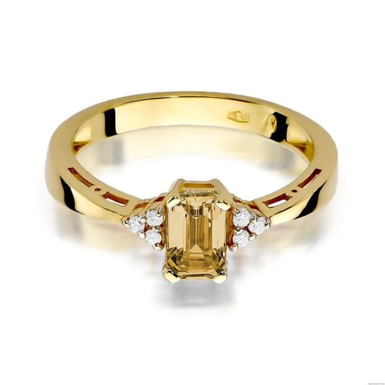 Pierścionek W002 Cytryn 0,60ct żółte złoto