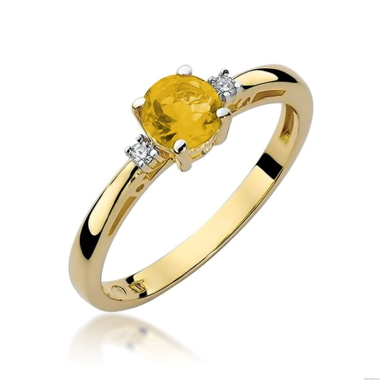 Pierścionek W010 Cytryn 0,50ct żółte złoto
