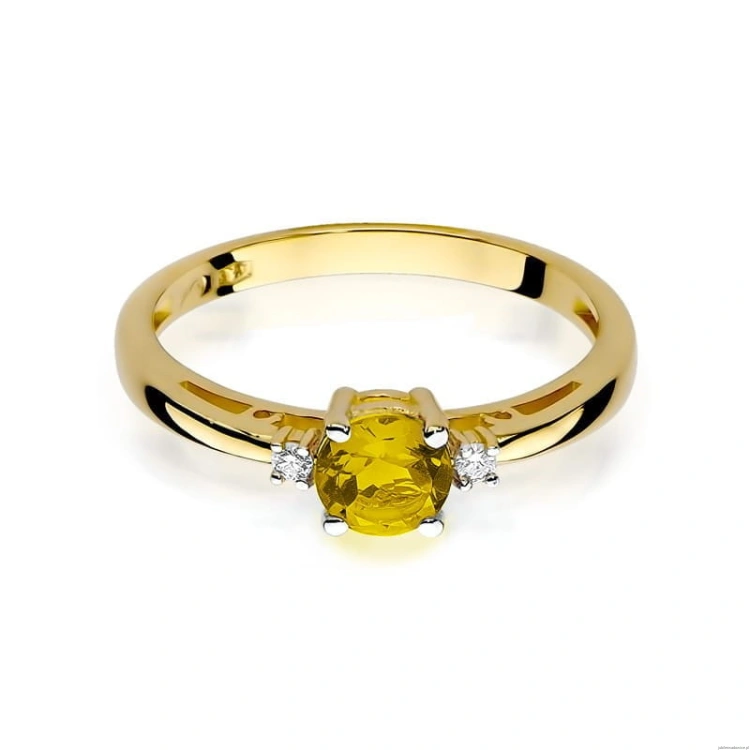 Pierścionek W010 Cytryn 0,50ct żółte złoto
