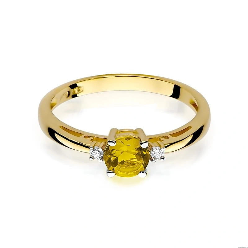 Pierścionek W010 Cytryn 0,50ct żółte złoto