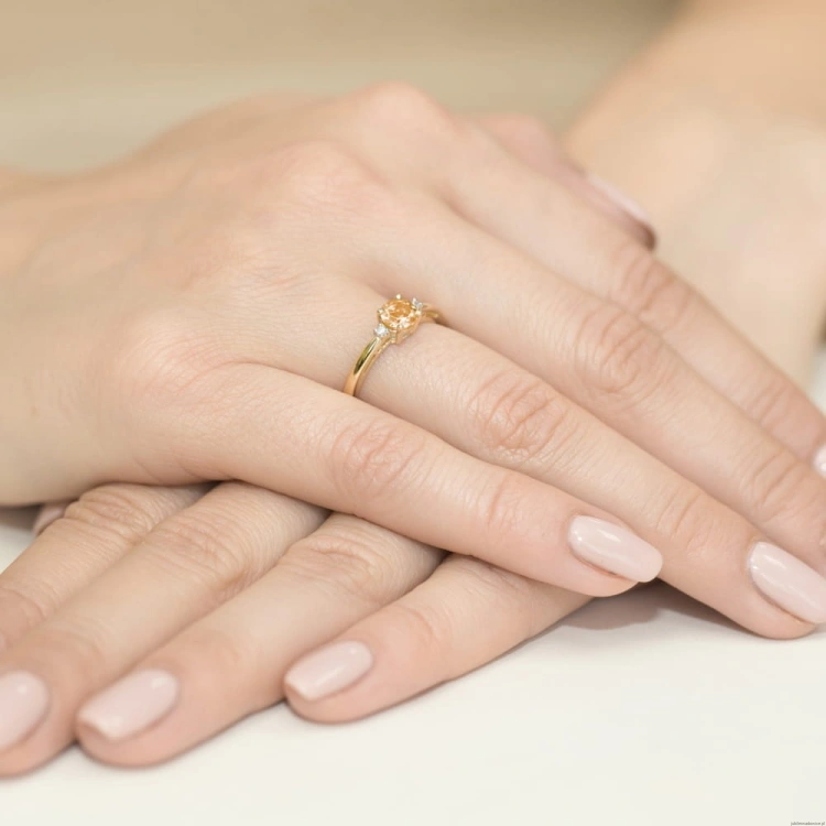 Pierścionek W010 Cytryn 0,50ct żółte złoto
