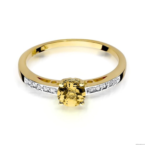 Pierścionek W066 Cytryn 0,50ct żółte złoto