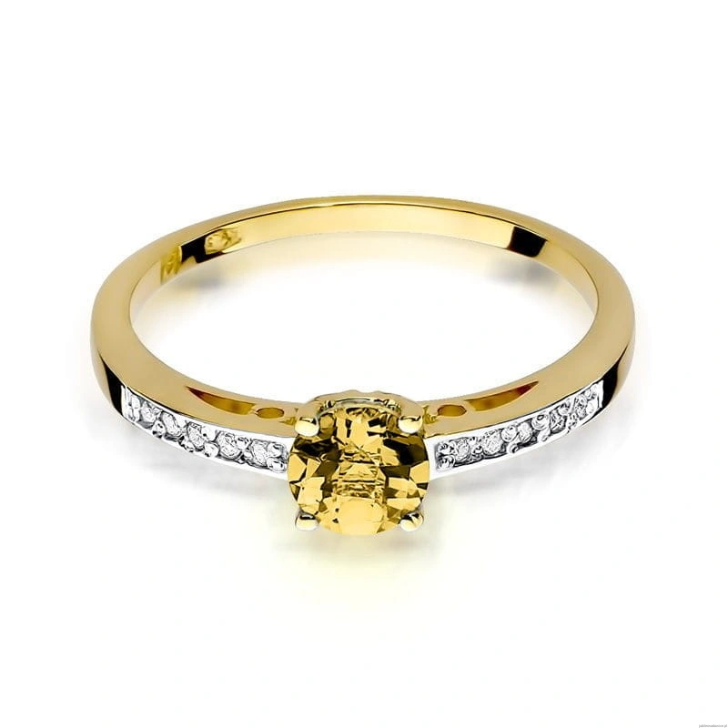 Pierścionek W066 Cytryn 0,50ct żółte złoto