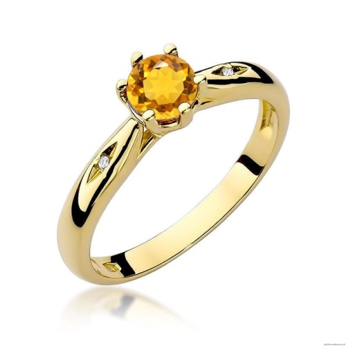 Pierścionek W074 Cytryn 0,50ct żółte złoto