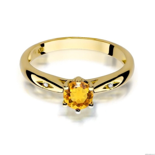 Pierścionek W074 Cytryn 0,50ct żółte złoto