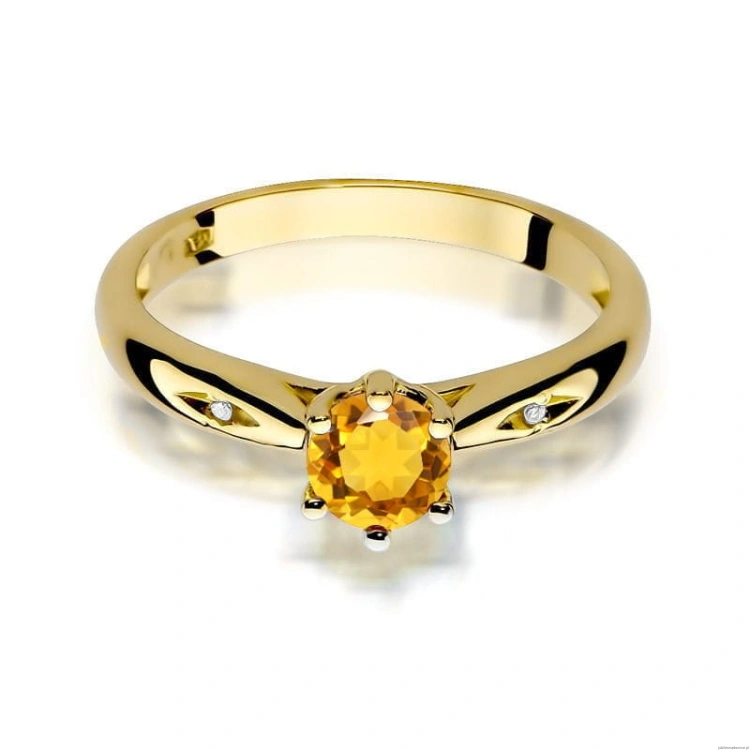 Pierścionek W074 Cytryn 0,50ct żółte złoto