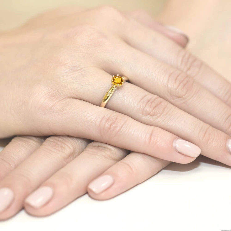 Pierścionek W074 Cytryn 0,50ct żółte złoto