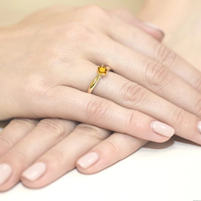 Pierścionek W074 Cytryn 0,50ct żółte złoto