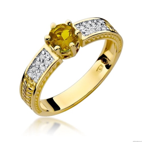 Pierścionek W075 Cytryn 0,50ct żółte złoto