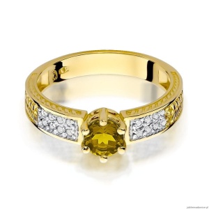 Pierścionek W075 Cytryn 0,50ct żółte złoto