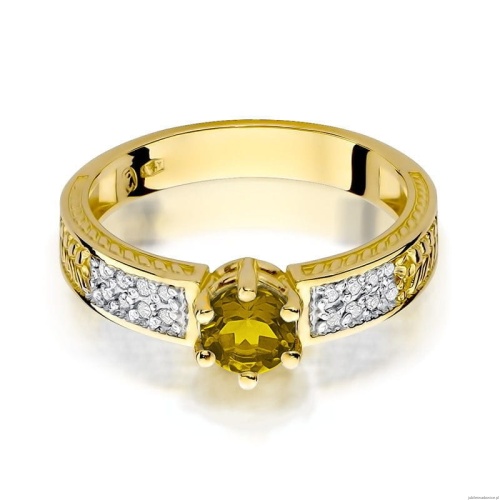 Pierścionek W075 Cytryn 0,50ct żółte złoto