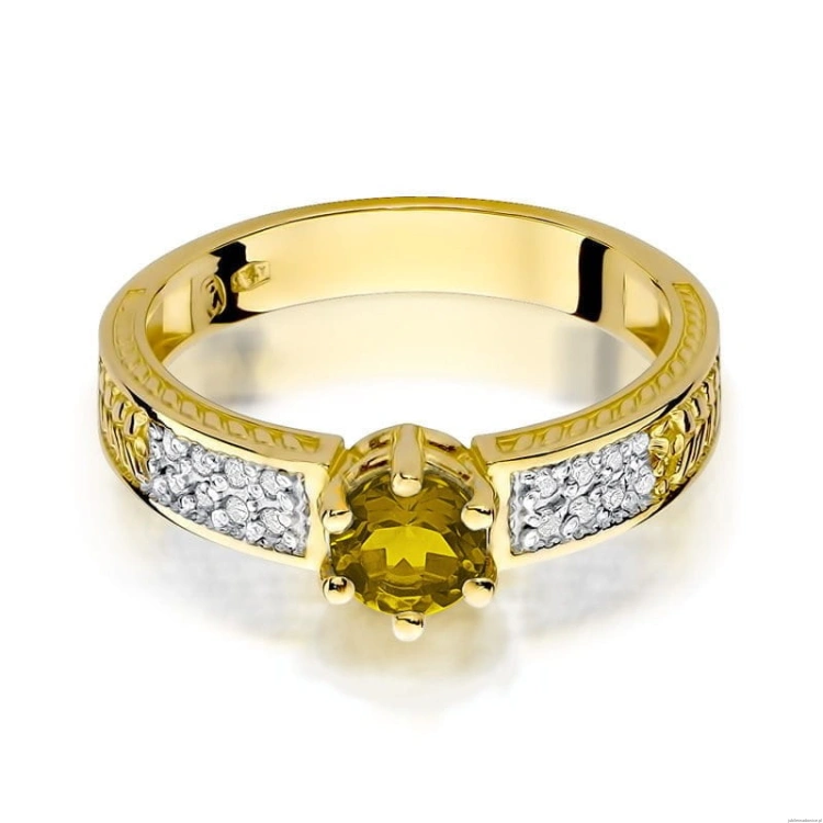 Pierścionek W075 Cytryn 0,50ct żółte złoto
