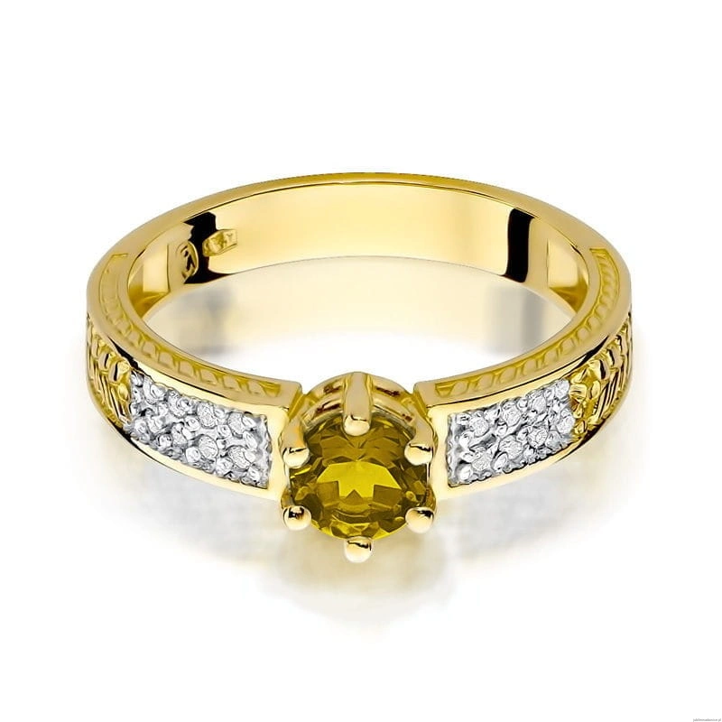Pierścionek W075 Cytryn 0,50ct żółte złoto