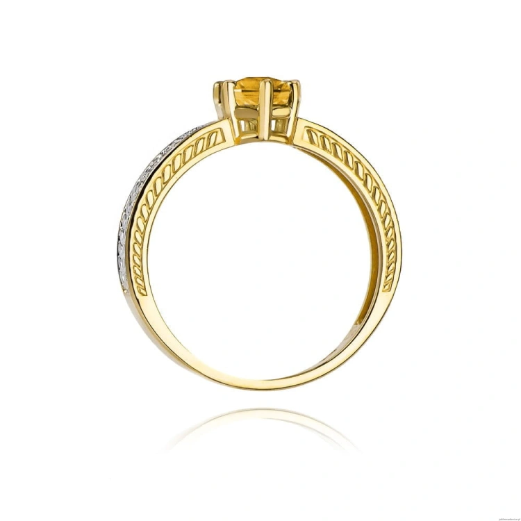 Pierścionek W075 Cytryn 0,50ct żółte złoto