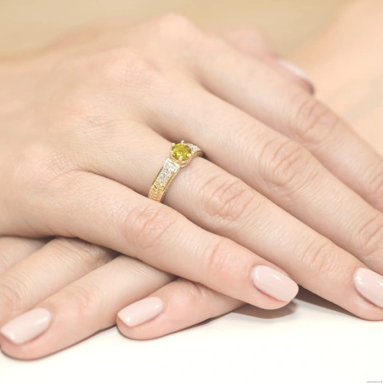 Pierścionek W075 Cytryn 0,50ct żółte złoto