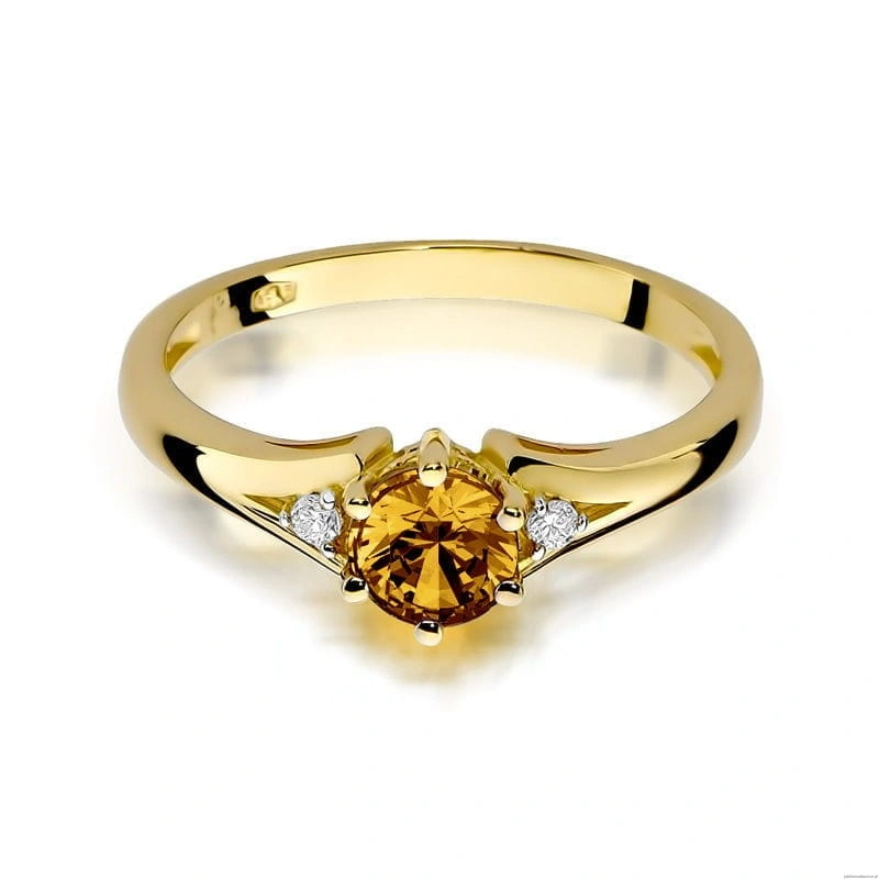 Pierścionek W0076 Cytryn 0,50ct żółte złoto