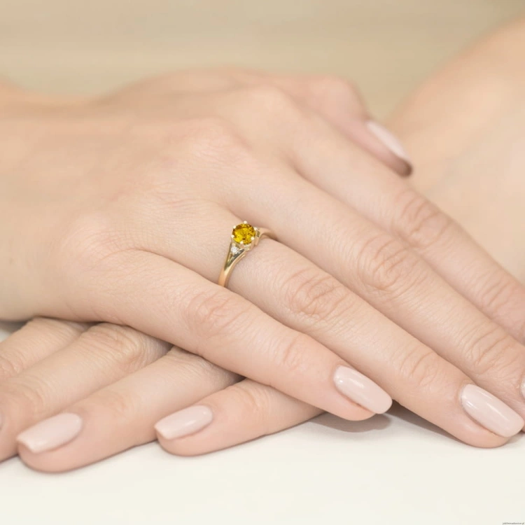 Pierścionek W0076 Cytryn 0,50ct żółte złoto