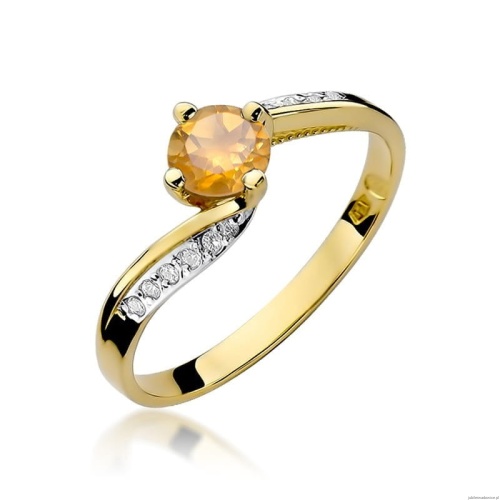 Pierścionek W084 Cytryn 0,50ct żółte złoto