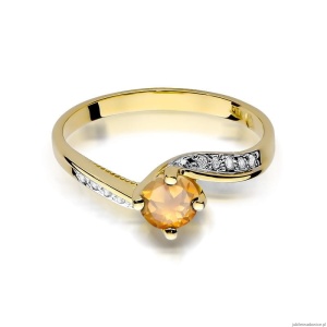 Pierścionek W084 Cytryn 0,50ct żółte złoto