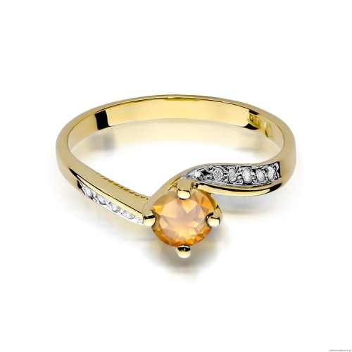 Pierścionek W084 Cytryn 0,50ct żółte złoto