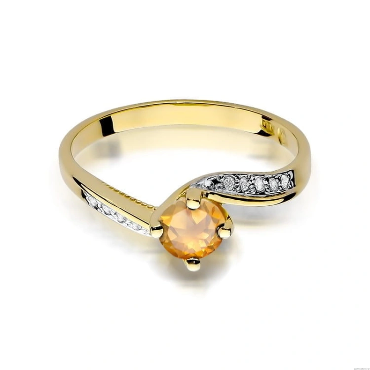 Pierścionek W084 Cytryn 0,50ct żółte złoto