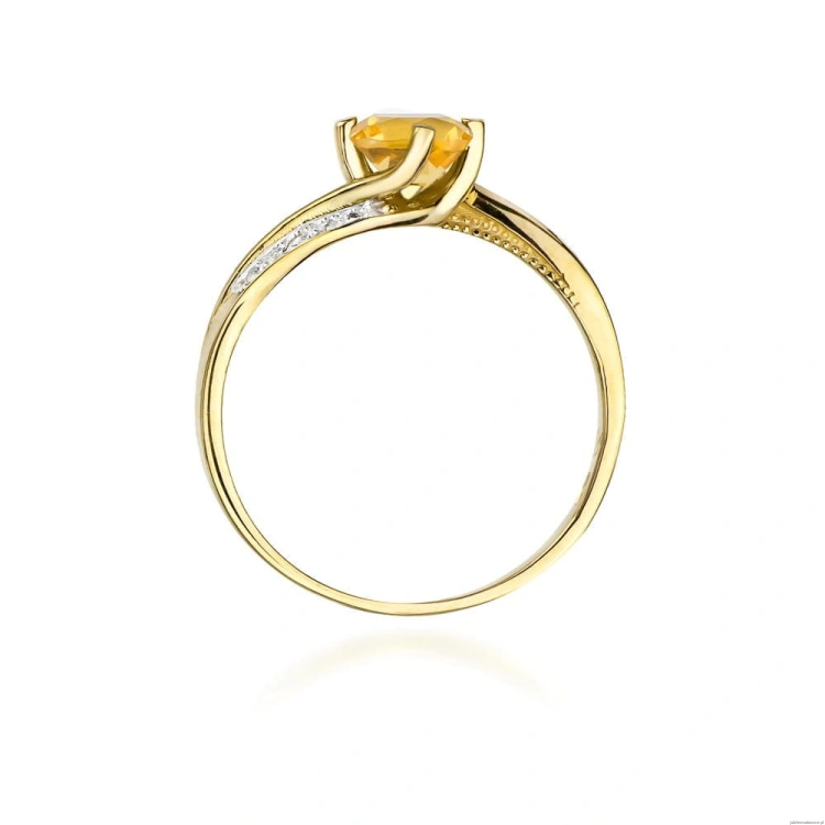 Pierścionek W084 Cytryn 0,50ct żółte złoto