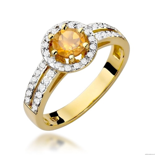 Pierścionek W087 Cytryn 0,50ct żółte złoto