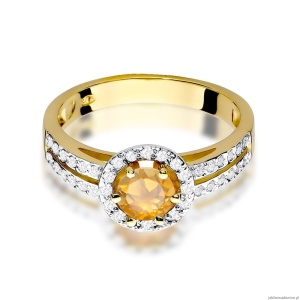Pierścionek W087 Cytryn 0,50ct żółte złoto