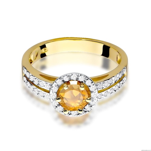 Pierścionek W087 Cytryn 0,50ct żółte złoto