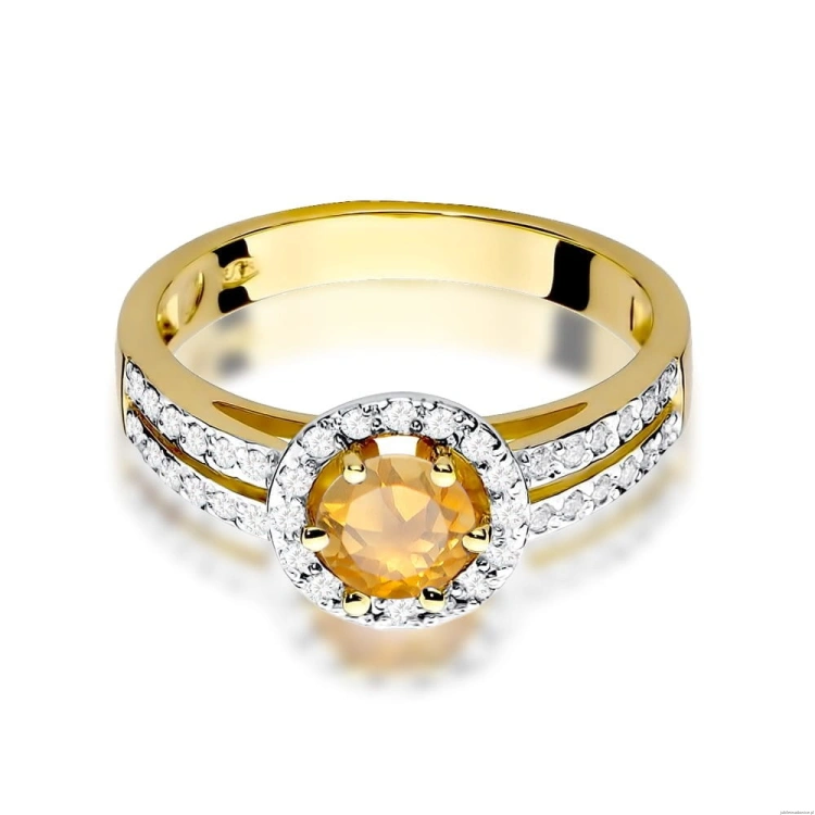 Pierścionek W087 Cytryn 0,50ct żółte złoto