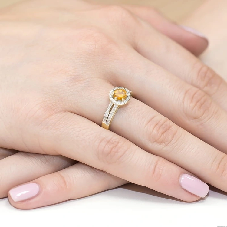 Pierścionek W087 Cytryn 0,50ct żółte złoto